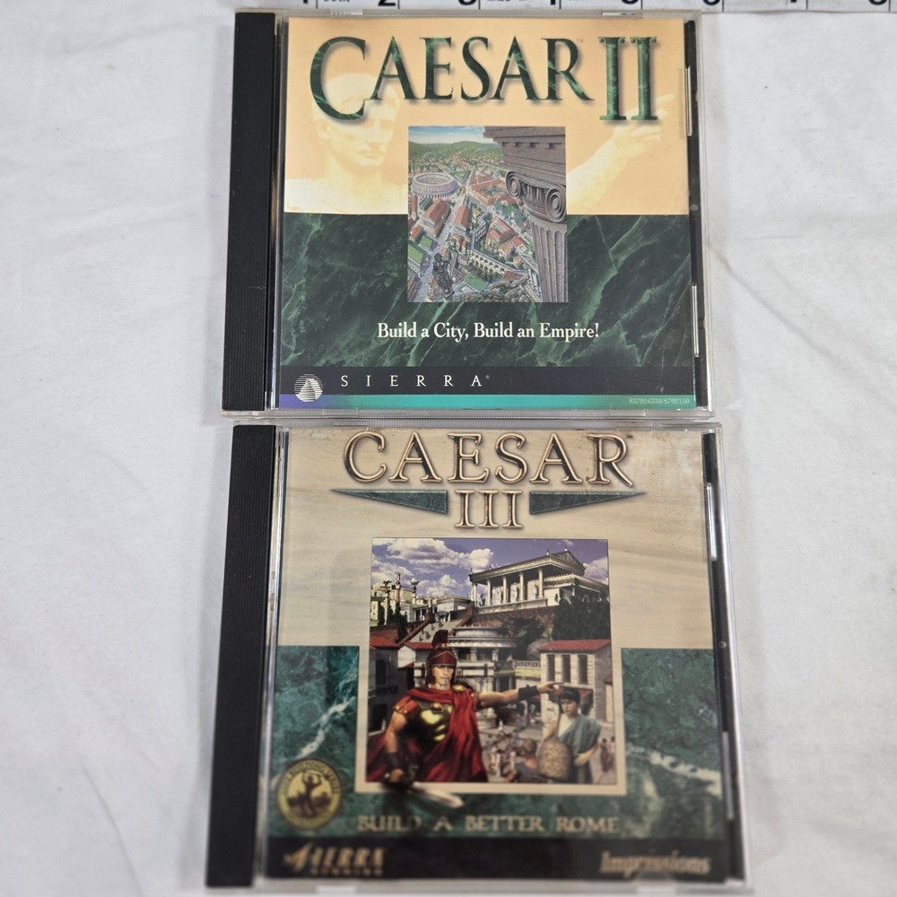 Caesar II III PC Game Lot‎ Sierra Vintage 1995 1998 Windows 95 Retro Strategy